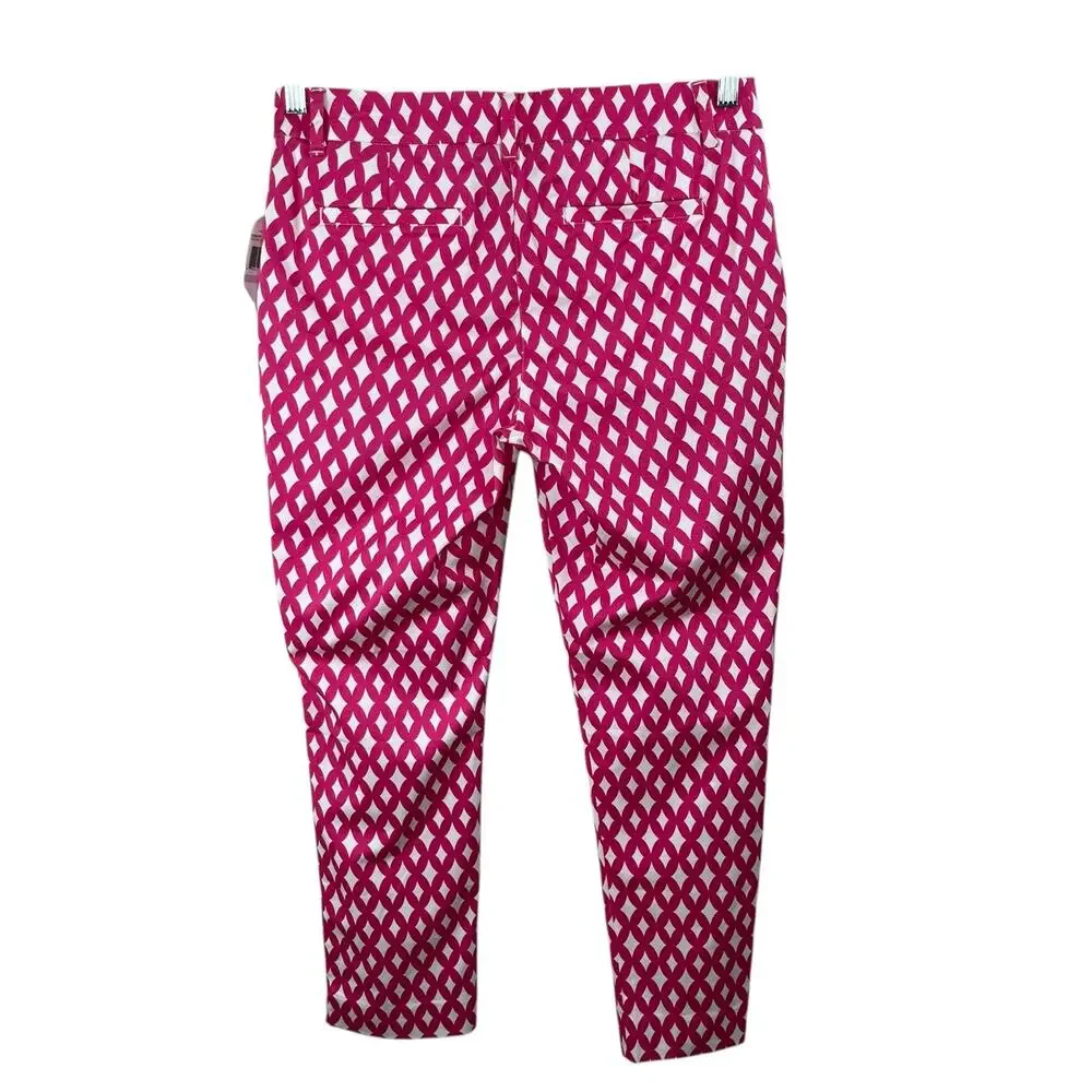 Nautica Fuchsia Hot Pink Geometric Ankle Pants NWT 6 Barbiecore Resort Preppy